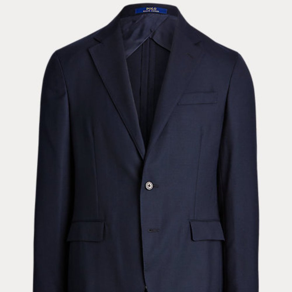 Navy Polo Soft Wool Oxford Suit Jacket